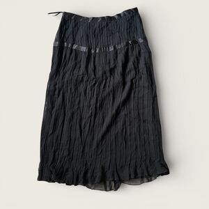 Alfani Womens Black Crinkle Silk Midi Skirt Size 12 NWT